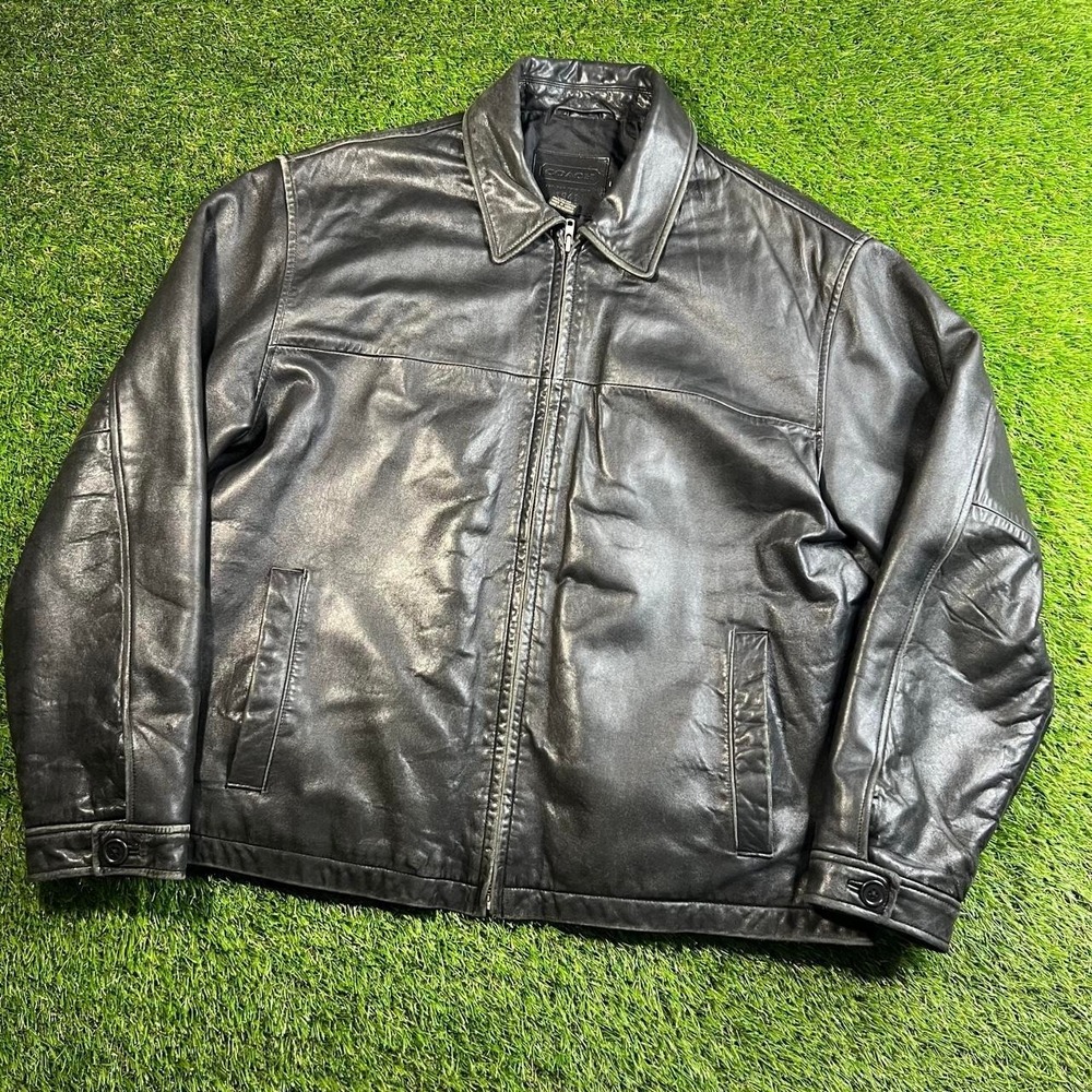 Vintage 90s Coach 1941 Leather Jacket Mens Large Black Made Korea Y2K Luxury